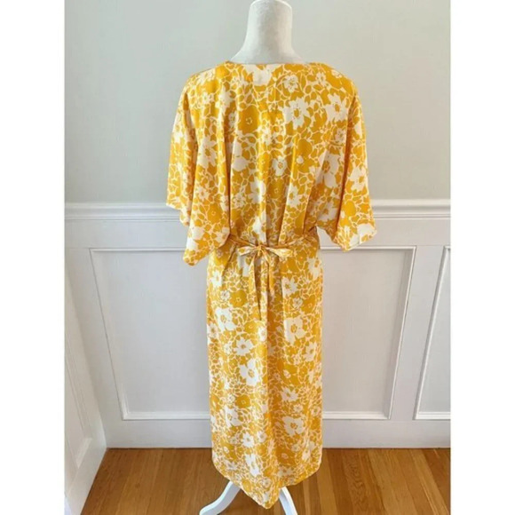 Alma Deia Yellow Print Twist Front Midi Dress NWT 38 M - Picture 6 of 12